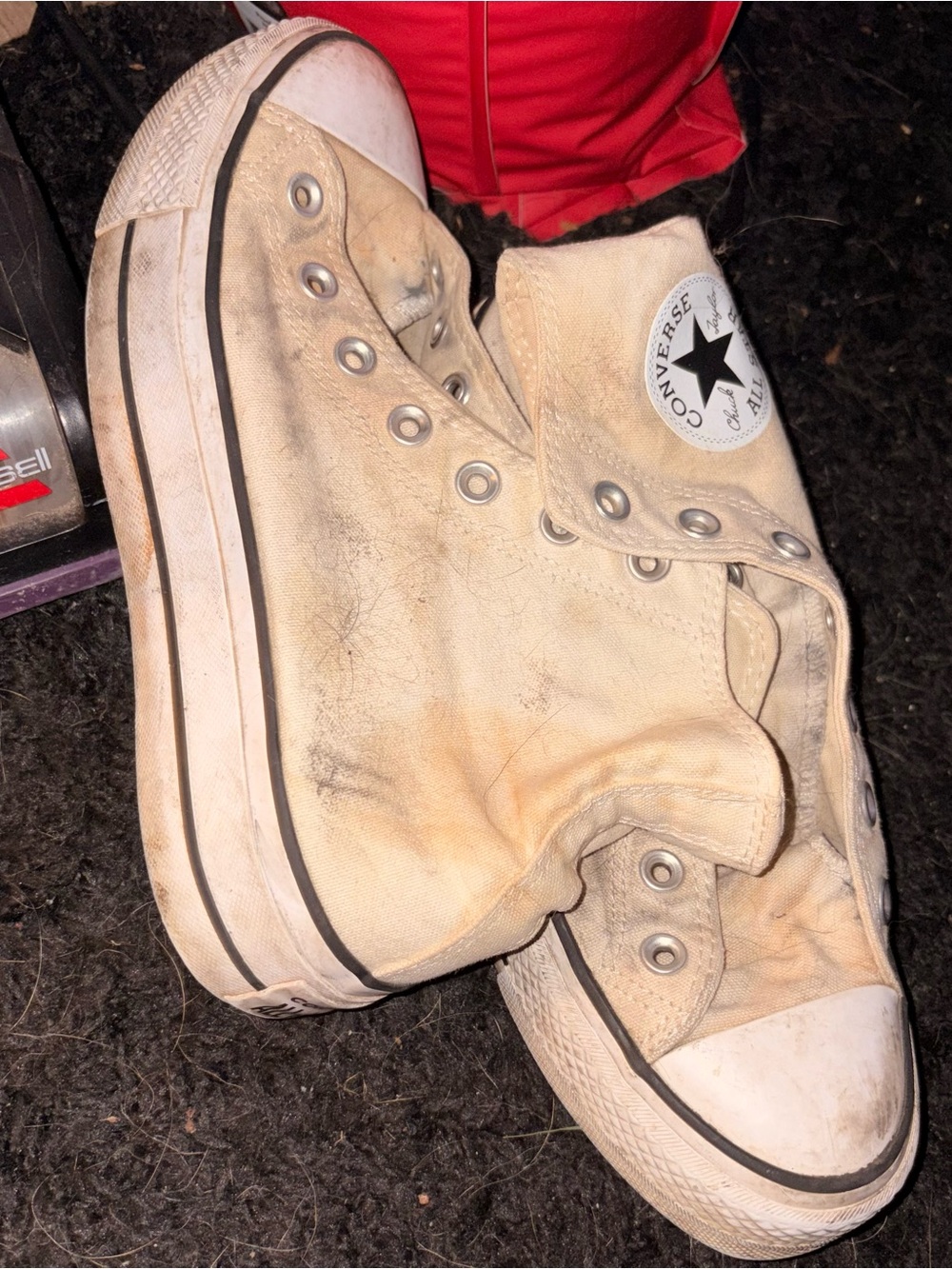 Converse White High-Top Canvas Sneakers w/out laces